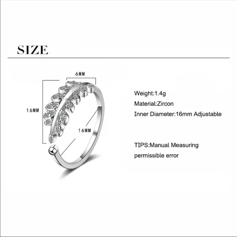 Silver Leaves Adjustable Ring - Picture 2 of 4